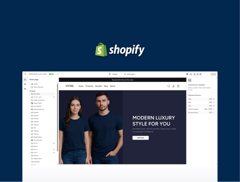 Individueller Shopify-Storefront für eine moderne Modemarke