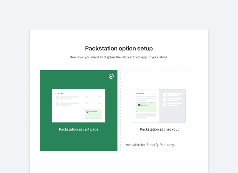 Der Setup-Screen der DHL-Packstation-App für Warenkorb und Checkout